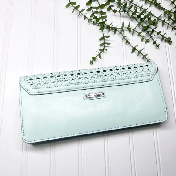 Rebecca Minkoff Mint Green Wicker Style Woven Leather Clutch - Picture 2 of 7